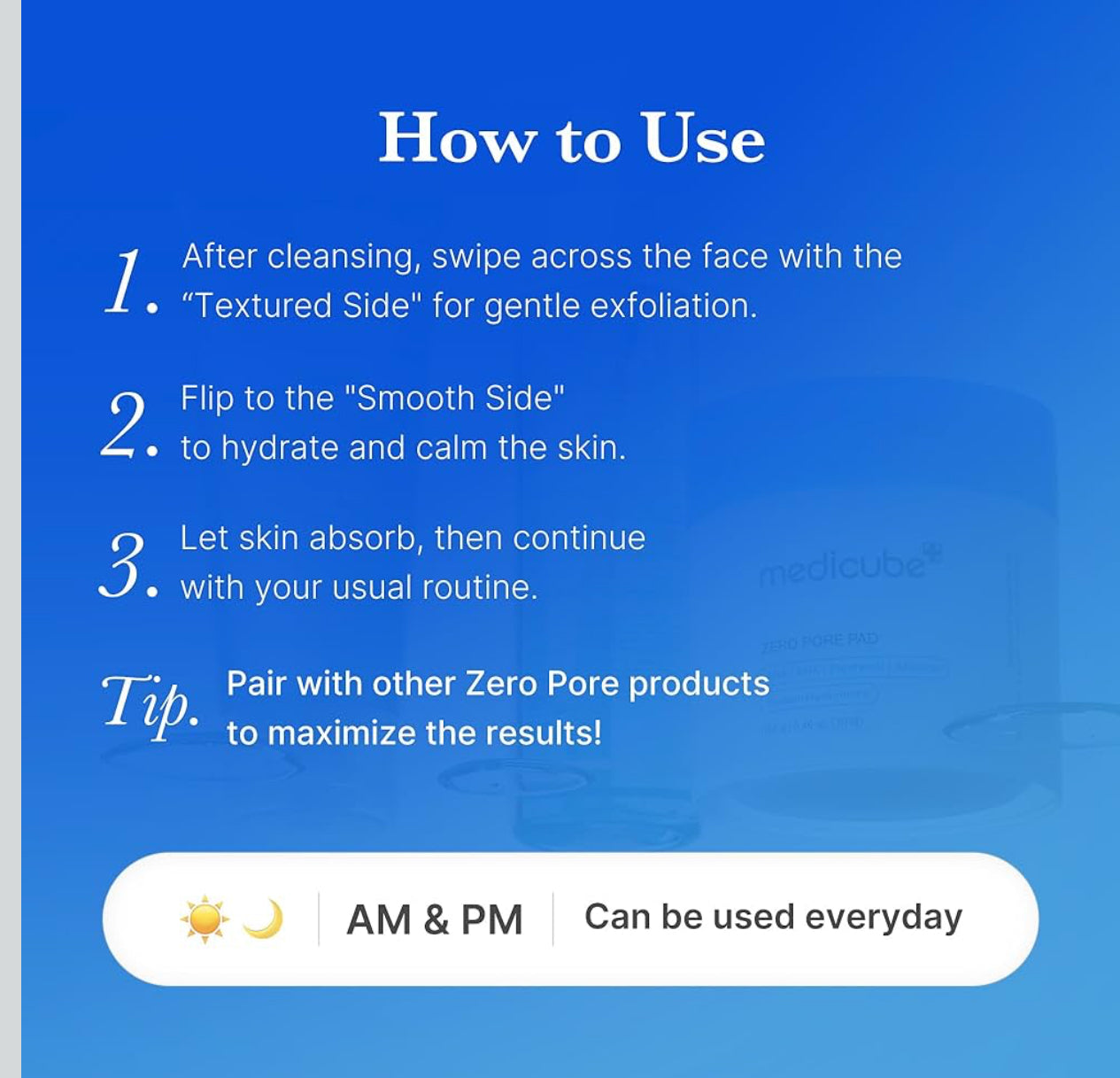 Medicube Zero Pore Pads 2.0 – Dual-Textured Exfoliating Toner Pads (70 Units)