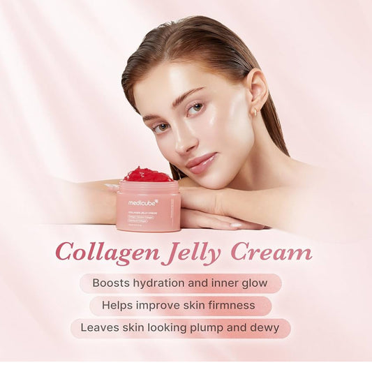 Medicube Collagen Jelly Cream – Niacinamide & Hydrolyzed Collagen – Hydrating Korean Skincare, 24h Glow & Firmness – 3.71 fl oz