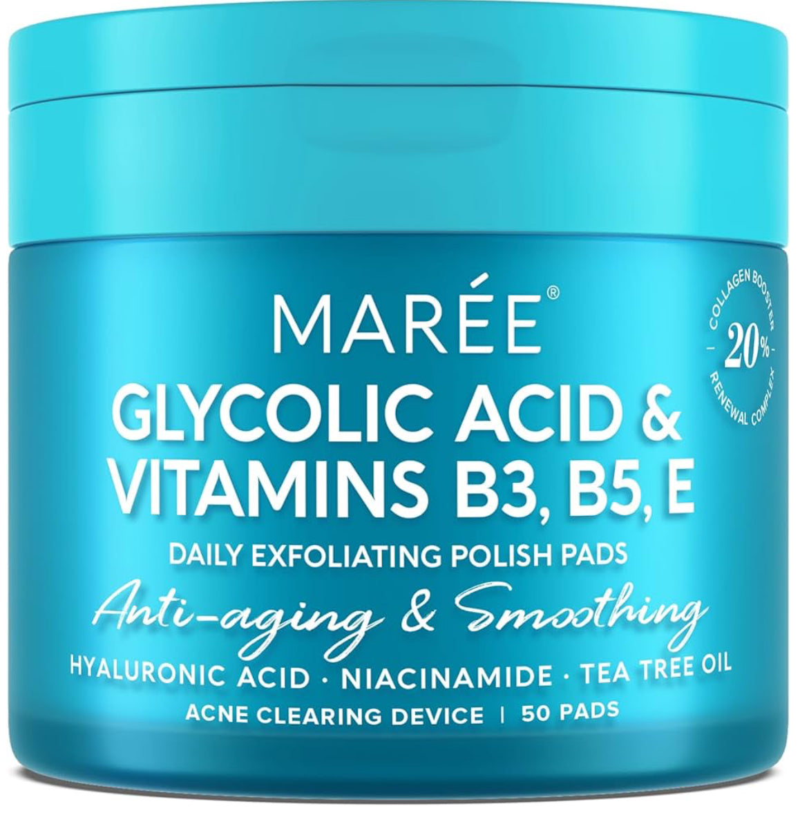 MAREE Exfoliating Glycolic Acid Toner Pads – Acne & Pore Care (50 Ct)