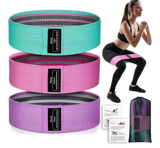 Renoj Resistance Bands, Yoga Starter Sets for Women and Men, 3 Set of Stretch Exercise Workout Bands for Booty Legs, Elastic Pilates Flexbands